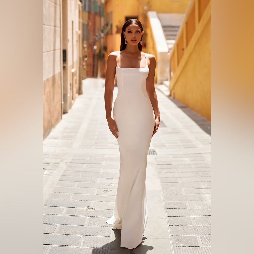Long white satin dress